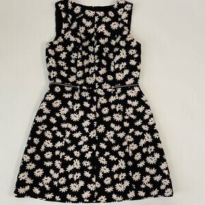 Ann Taylor Dress Floral Pattern A-line Black and White Petite Women's Size 10